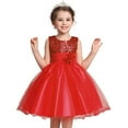 thumbnail image 3 of JAHH Children's Quick Drying Dresses Summer Children with Sequin Flower Princess Wind Cake Princess Dress for Wedding Birthday Holiday Party Vestido(8-9 Years,Red), 3 of 6