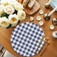 thumbnail image 2 of Round Woven Placemats set of 6, Navy Blue White Plaid Washable&Heat Resistant Plastic Wipeable Placemats for Round Table Rustic Vintage Checkered Kitchen Dining Table Decor, 13in,, 2 of 9