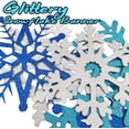 thumbnail image 3 of Pancarta de copo de nieve con purpurina azul blanco, decoraciones de fiesta temáticas navideñas, manto de las maravillas de invierno, decoración del hogar, decoración de fiesta festiva de Papá Noel, d Namotu YZY774, 3 of 7
