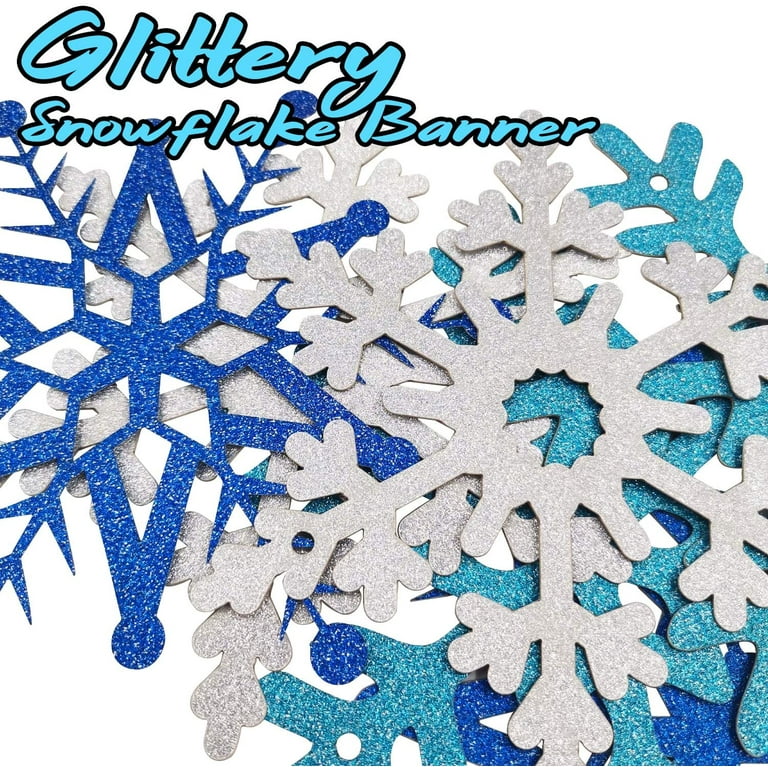 Silver Glitter Snowflake Winter Wonderland Banner & Snowflake Banner-  Winter Won