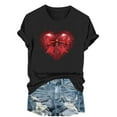 thumbnail image 2 of Xuyuer Valentine's Day Women's Graphic Cute Bow Tees Casual Print Round Neck T Shirt Summer Short Sleeve Trendy Tops Dressy Aesthetic T-Shirt Aesthetic Tee Tops Pink Bow Girly Tee, 2 of 6