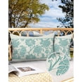 thumbnail image 2 of Pack of 2 Outdoor Pillow Covers, Sage Green Ethnic Flower and Plant Printing Waterproof Square Throw Pillowcase Cushion Decorative Pillow Covers for Couch Patio Tent, 20x12 in, 2 of 6