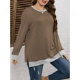 thumbnail image 5 of LANREMON Womens Tops Long Sleeve Shirts for Women Plus Size Womens Clothes Fall Shirts for Women Basic Crew Neck Tops for Women Winter Brown XL, 5 of 8