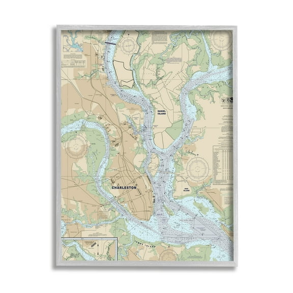 Stupell Industries Charleston South Carolina Nautical Map Daniel Island, 24 x 30, Designed by Daphne Polselli