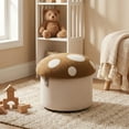 thumbnail image 4 of Guyou Cute Kids Storage Stool, Mushroom Shaped Upholstered Kids Reading Chair with Storage, Faux Fur Toddler Chair, Children's Shoe Changing Stool for Playroom Kindergarten Bedroom, Brown, 4 of 9
