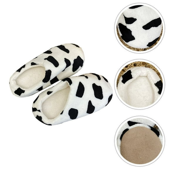 ELAYARD Cozy Slippers for Girls, 1 Pair Warm Suede Slip-On Shoes in Black and White