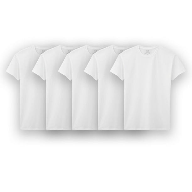Playera Fruit of the Loom Super Value para Hombre, Cuello Redondo, Blanca, Super Value 5 Piezas, Talla M