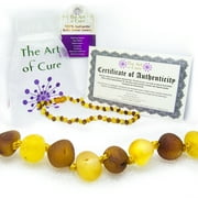 The Art of Cure Original Baltic Amber Necklace- Polished Handmade (Raw 1x1) for boy or girl ? 12 - 12.5 Inches size