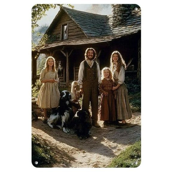 [1pc Vintage "Little House" Metal Wall Art Poster] 1pc Vintage "Little House on the Prairie" Metal Wall Art Poster - 8x12 Inch Rustic Auminum Art Print for Home, Bar, Cafe Decor