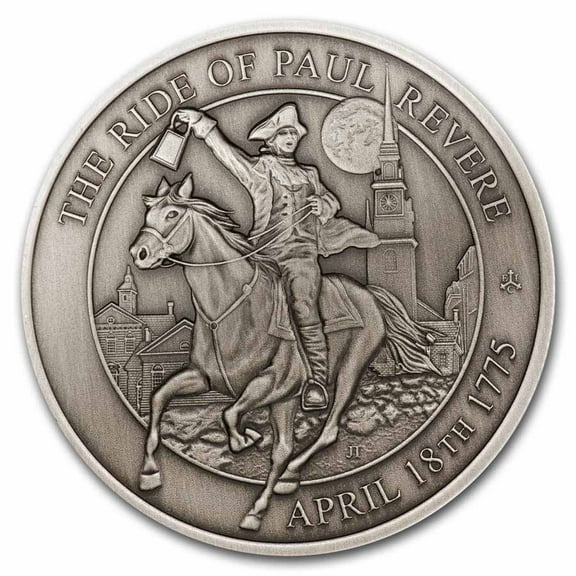 2025 St. Helena 2 oz Silver Paul Revere Midnight Ride Antique UHR
