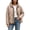 Khaki, variant on Women's Hooded Quilted Jackets Fake Two Piece Wave Quilted Zip Up Snap Fall Winter Casual Warm Padded Coat with Pockets,M-3XL