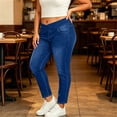 thumbnail image 5 of Plus Size Skinny Jeans for Women Crossover Elastic Stretch Waist Skinny Full Length Denim Pants with Pockets High Waisted Stretchy Denim Pants, 5 of 6
