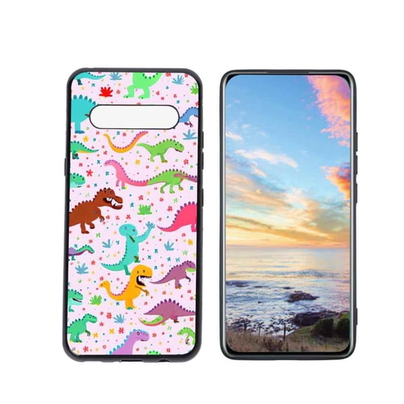Compatible with LG V60 ThinQ 5G Phone Case, Cute-Dinosaur-T-Rex-Dino3 Case Men Women, Flexible Silicone Shockproof Case for LG V60 ThinQ 5G