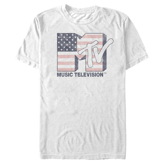 Men's MTV Stars 'n' Stripes Logo Graphic Tee White Medium