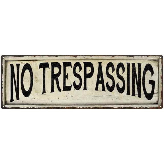 NO TRESPASSING Farmhouse Style Wood Look Sign Gift 6x18 Metal Decor 106180028233
