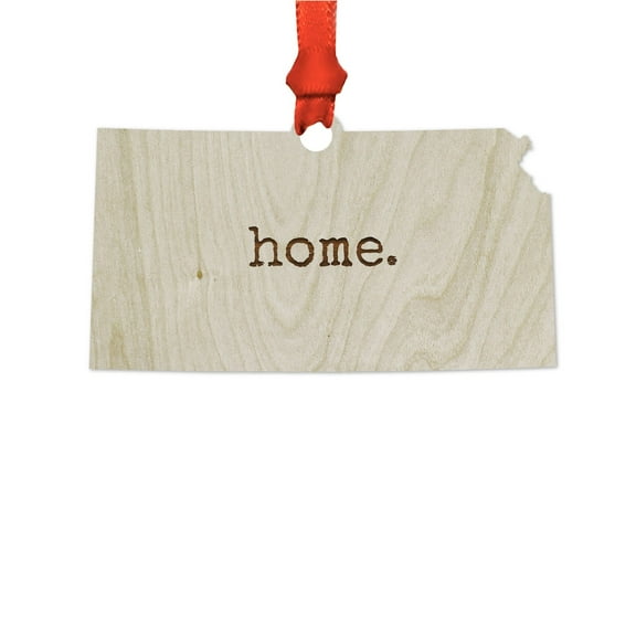 Laser Engraved Wood US State Christmas Ornament, home., Iowa, Includes Ribbon and Gift Bag