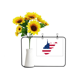 thumbnail image 1 of Virginia USA West mapa estrellas rayas bandera forma Tarjeta de bendición de jarrón de girasol artificial, 1 of 3