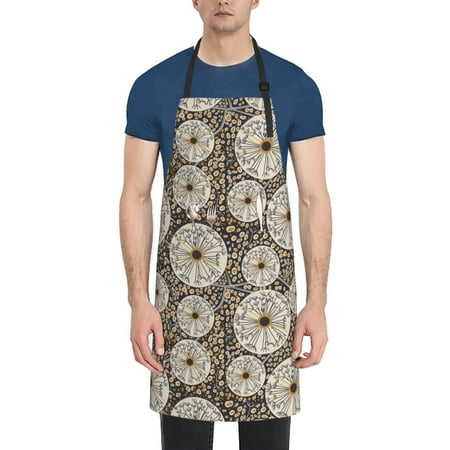 

Vsdgher Dandelion Flower Waterproof Apron with 2 Pockets Kitchen Chef Aprons Bibs for Grooming Cooking Baking Painting Gardening