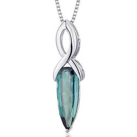 Oravo 7.00 Carat T.G.W. Marquise-Cut Created Alexandrite Rhodium over Sterling Silver Pendant, 18