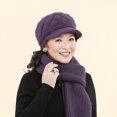 thumbnail image 3 of YAOBAMM Cold Blocking Hat Winter Hat Scarf Set Knitted Thick Warm Soft Elastic Short Brim Solid Color Beret Outdoor, 3 of 7