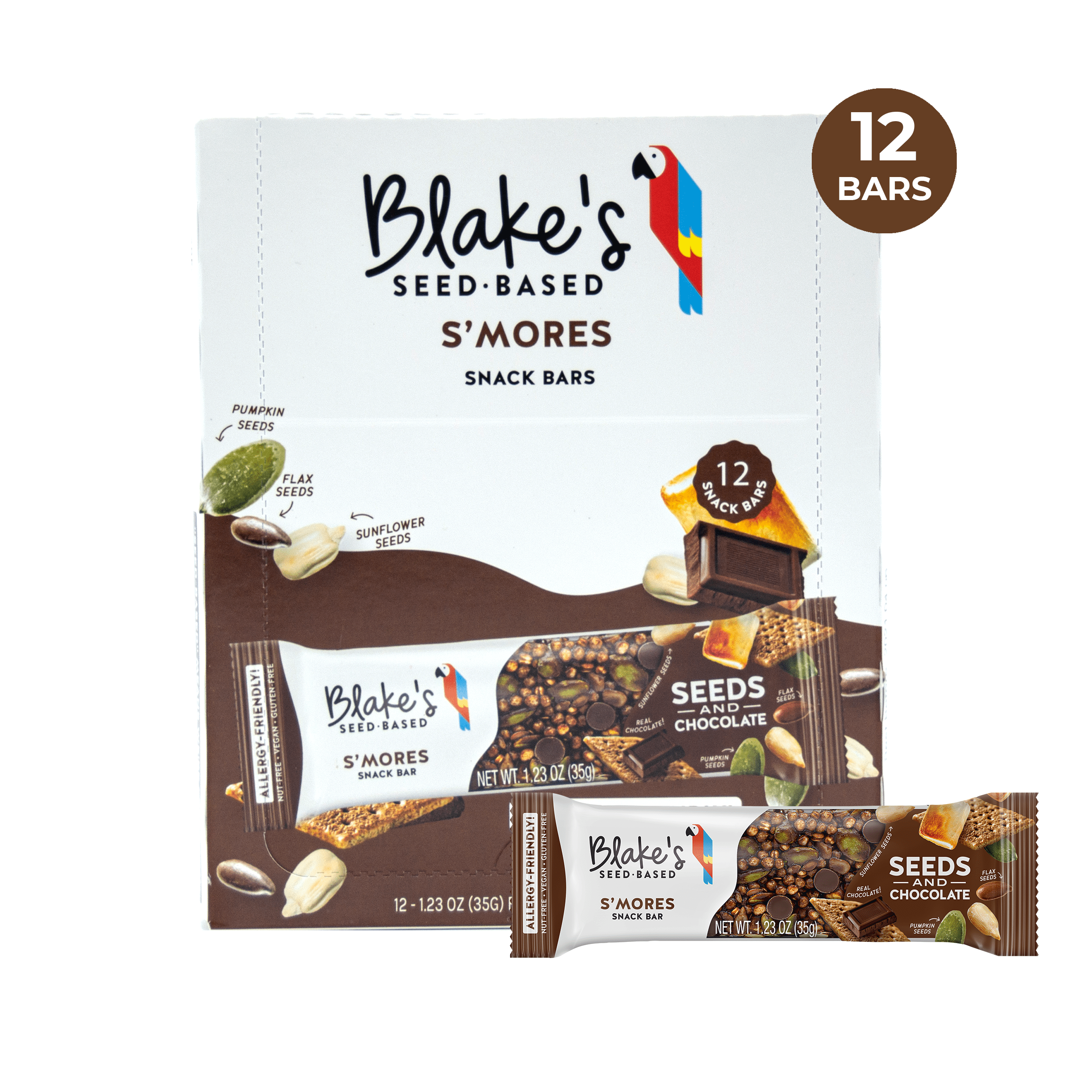 Blake's Seed Based Snack Bars, S'mores, 12 Ct, 1.23 Oz Each, Top 8 ...