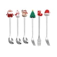 thumbnail image 3 of Christmas Spoons Forks Set, Stainless Steel Dessert Spoons Forks, Multipurpose Coffee Spoon Western Food Fork for Cake, Party Argent 6Pcs, 3 of 8