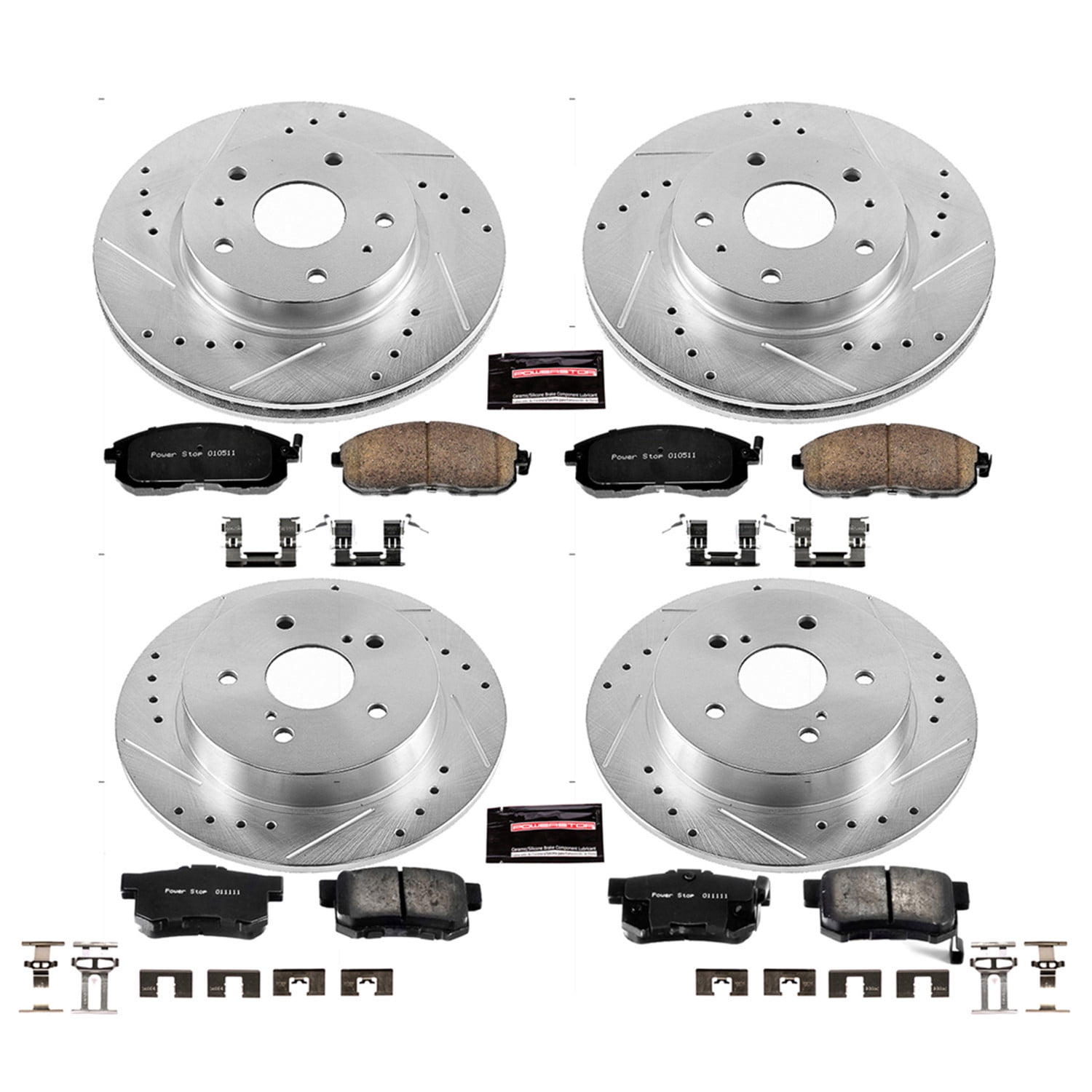 PowerStop Front and Rear Z23 Evolution Sport Carbon-Fiber Ceramic Brake Pad and Drilled & Slotted Rotor Kit Fits: SUZUKI Select Models K5888