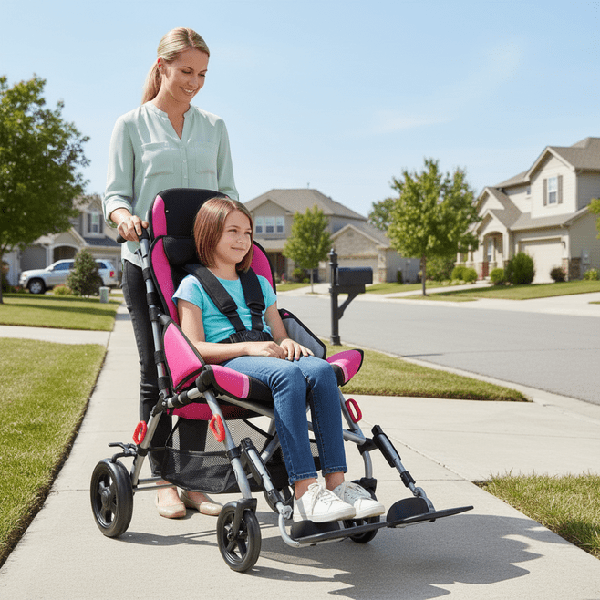 SMILEZ Adaptive Pediatric Stroller for Special Needs Kids, Umbrella Pushchair for Disability, Easy Folding