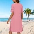 thumbnail image 5 of Women's Casual Summer Dress Short Sleeve Crewneck A-Line Midi Dress Eyelet Lace Hollow Out Detail Loose Fit Flattering Tunic Dress Daily Wear Party Apparel, 5 of 8
