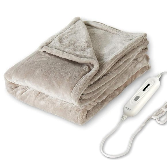 Tefici Electric Heated Blanket Throw, Super Cozy Soft 2-Layer Flannel 50" x 60" Heated Throw with 3 Heating Levels & 4 Hours Auto Off, Machine Washab