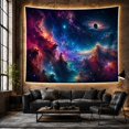 thumbnail image 6 of Ringed Planet Above Luminous Cosmic Peaks, Mystical Fantasy for Astronomy Fans, Space Landscape Art, Housewarming Gift, Tapestry Wall Hanging for Living Room and Studio, 6 of 7