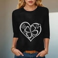 thumbnail image 2 of felwors Womens Tops 3/4 Sleeve T Shirts Plus Size Crewneck Flowers Graphic Basic Tees for Women Fall Fashion Clothes 2025 (Black, L), 2 of 8