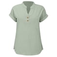 thumbnail image 6 of Green Women's Short Sleeve T-shirt, Women'S Fashion Casual V Neck Button Down Short Sleeve Top T Shirt,Women's Short sleeve T-shirt L, 6 of 7