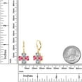 thumbnail image 2 of Gem Stone King 18K Yellow Gold Plated Silver Pink Zirconia Dangle Earrings for Women (5.94 Cttw, Gemstone, Heart Shape 6MM), 2 of 3