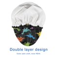 thumbnail image 4 of Shower Caps,Colorful Dinosaurs Black Pattern Waterproof Shower Cap for Women 4 Pieces,Double Reusable Hair Cover for Shower PEVA Elastic Stretch Hem, 4 of 7