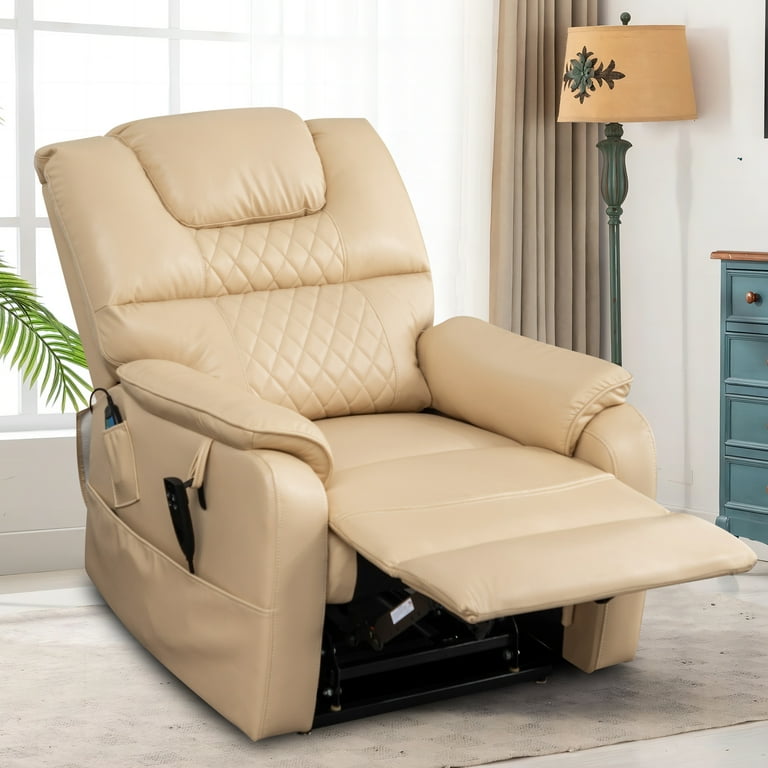 uhomepro Large Electric Massage Recliner with Heat, Velvet Lift Recliner  Chair for Elderly Oversize, Living Room Chaise Lounge W/ 5 Vibration Modes