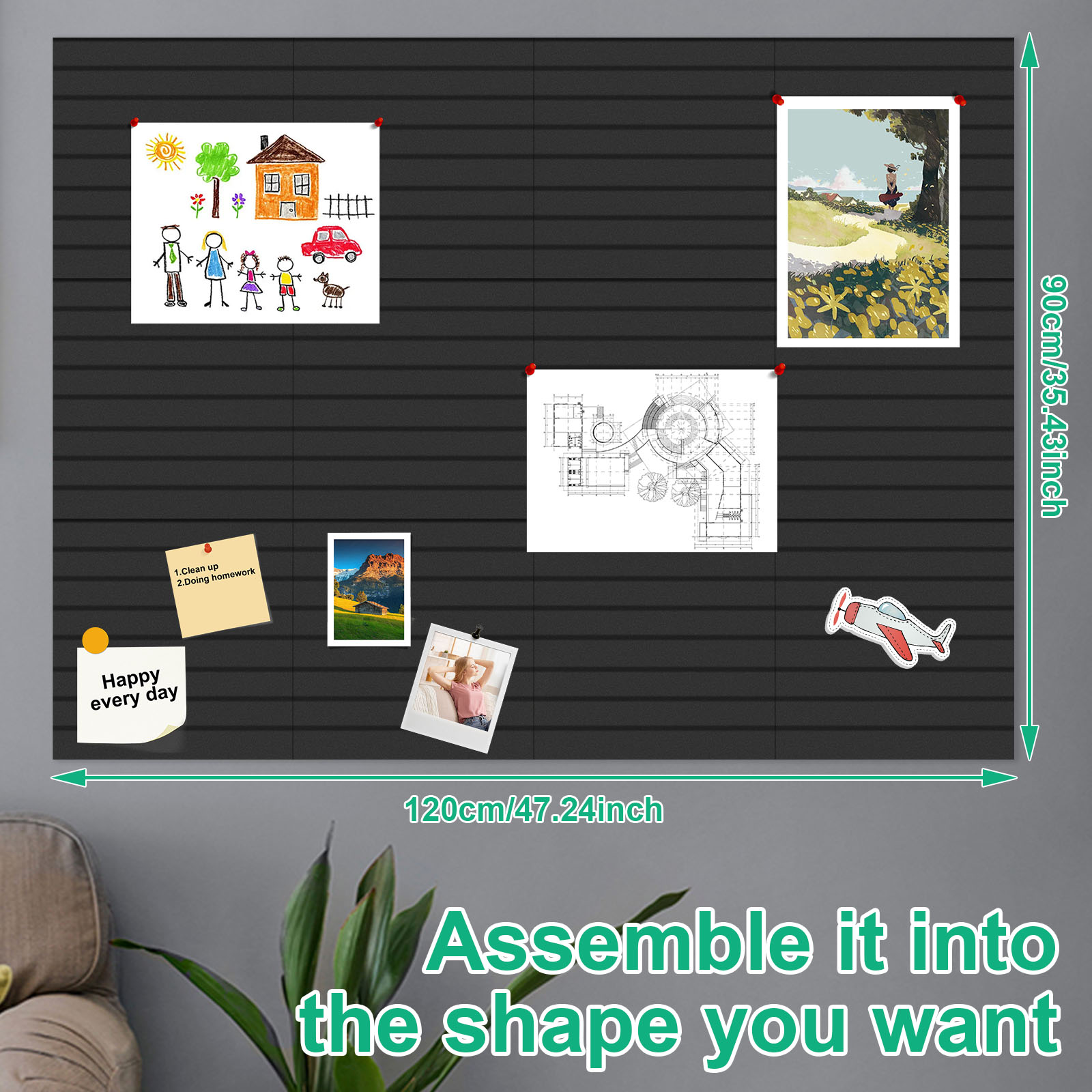 Threns 12 Pcs Felt Bulletin Board with Removable Adhesive Tabs Decorative Felt Pin Board for Photos Memos Home and Office Decor