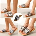 thumbnail image 2 of Anuirheih Slip on Sandals Women,Large Size Leopard Print 2021 Belt Buckle Flip-flop Open Toe Flat Beach Shoes(Multicolor), 2 of 9