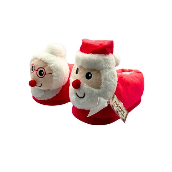 Fuzzy Babba Women's Santa & Mrs. Claus 3D Plush Head Slippers, 1-Pack, Sizes M/L & L/XL