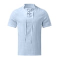 thumbnail image 3 of BOBOGOJP Mens Shirt Stretch Short Sleeve Basic Formal Shirts Solid Business Button Down Shirts,Blue XXL, 3 of 4