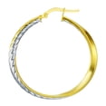 thumbnail image 3 of Wellingsale Ladies 14k Two Tone Yellow and White Gold Polished 40mm Twisted Design Hoop Earrings (38 x 38 mm), 3 of 7