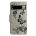 thumbnail image 6 of Feishell Wallet Case for Google Pixel 8 Pro,Retro PU Leather Butterfly Embossed Pattern Full Protection Anti-Scratch Magnetic Clasp Flip Holder Card Slots & Cash Pocket Phone Cover,Gray, 6 of 9