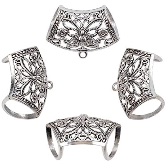 10pcs Alloy Hanger Links Scarf Bail Beads Curved Tube with Butterfly Pattern Antique Silver Tibetan Style Charm Links for Dangle Earring Making Jewelry Charms