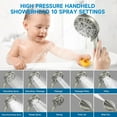 thumbnail image 3 of Filtered Shower Heads With Handheld Spray Combo, High Pressure 6" Rain Showerhead & 5" Handheld Dual Shower Head with Filters, Double Shower Heads Set for Hard Water, 69" Shower Hose, 3 of 11