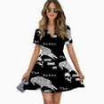 thumbnail image 2 of Edgar Allan Poe The Raven Poem Women Dress V-Neck Short Sleeve Flowy Swing Party Midi Dress, 2 of 4