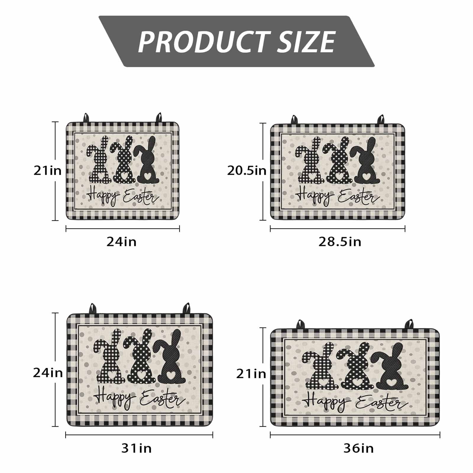 Black Grey Easter Stove Top Cover for Electric Stove,Heat-proof & Non Slip Glass Top Stove Cover Protector,Polka Dot Bunny Spring Vintage Plaid Checkered Kitchen Flat Cooktop Rubber Mat 24x21 Inches