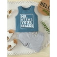 thumbnail image 2 of vera natura Baby Boys Shorts Set, Letters Print Tank Top with Elastic Waist Shorts Summer Outfit, 2 of 9