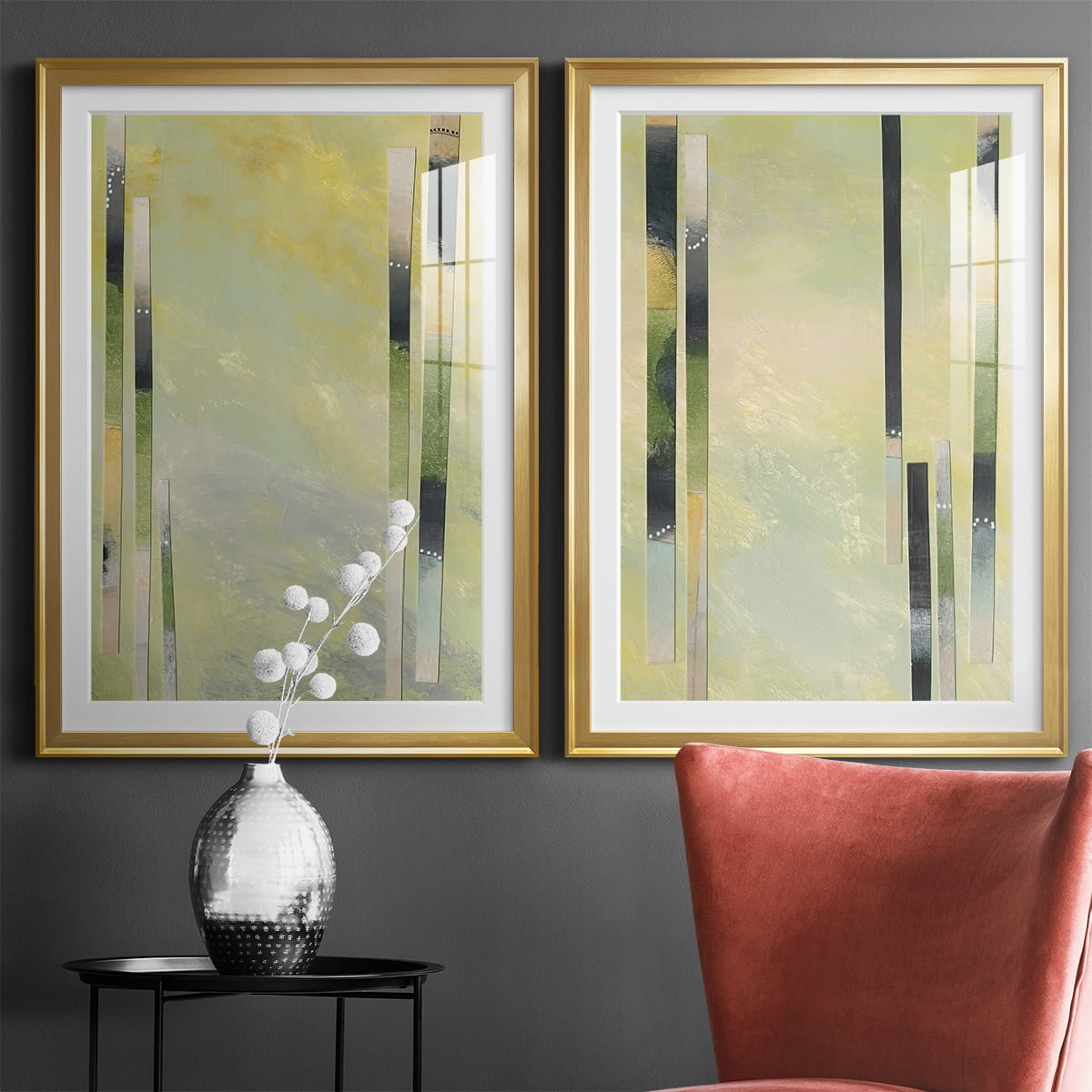 Wexford Home Neutral Assemblage III Premium Framed Print, 30.5" x 42.5" - Ready to Hang, Gold (Set of 2)