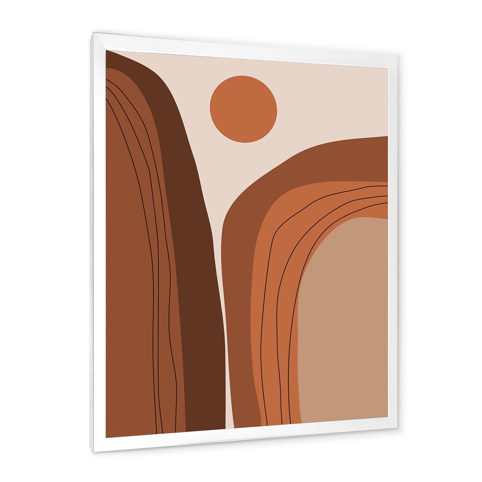 Designart 'Abstract Terracotta Mountain Landscape Sunset ' Modern Framed Art Print