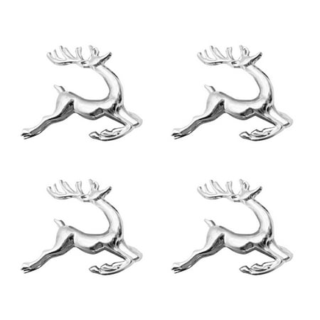 

NUOLUX 4Pcs Elk Shape Napkin Rings Christmas Serviette Buckles Creative Elegant Napkin Holder Party Supplies Silver